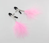 Love In Leather Womens Feather Nipple Clamps - Baby Pink - Nipple and Clit Clamps